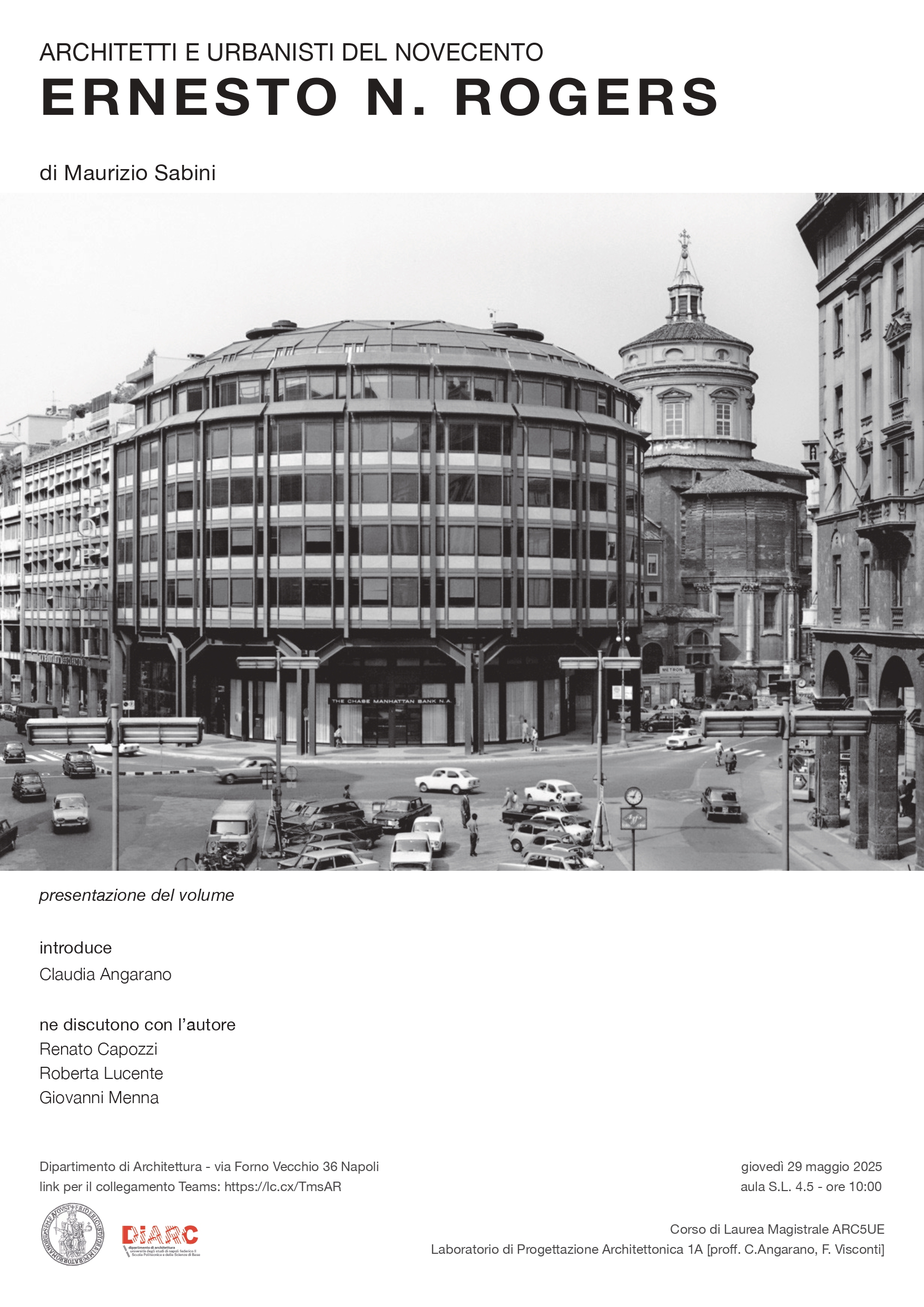 Locandina Architetti e urbanisti del novecento Ernesto Rogers